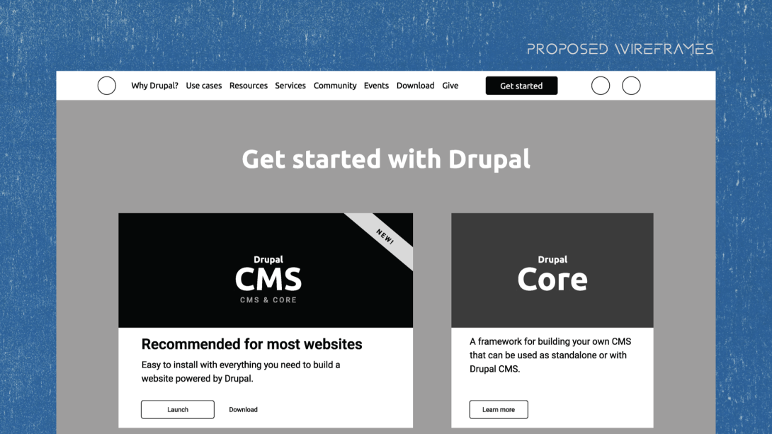 Drupal.org Starshot download wireframe